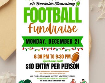 Football Fundraiser Flyer & Ticket Template | Editable Canva School PTO Booster Club Printable | Sports Event Donation Night Flyer