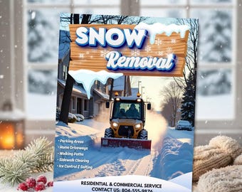 Snow Removal Flyer Template | Editable Winter Service Flyers | Printable Snow Shovelling Ad | Small Business Marketing