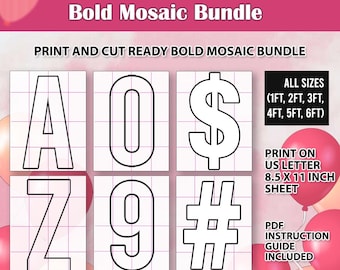 All A-Z Letters 0-9 Numbers & Special Characters Mosaic, Bold letters, Numbers and Symbols Mosaic Bundle, Mosaic From Balloons Template