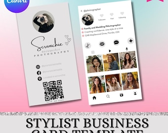 Instagram Business Card Template | Photography & Beauty Business QR Code Card | Editable Canva Template | 2025 Digital Download