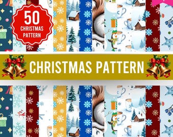 50 Christmas Background Digital Paper Pack | Seamless Holiday Patterns | Instant Download