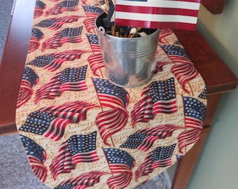 36" Reversible American Flag Table Runner Patriotic Americana Fabric