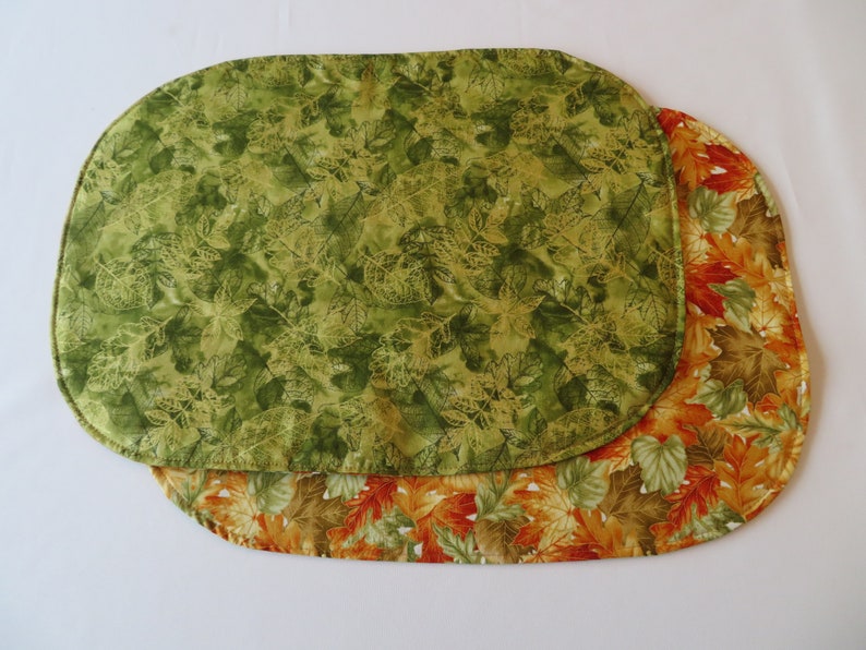 Fall Leaves Oval Placemats Reversible set of 4 or 6 Rustic Etsy