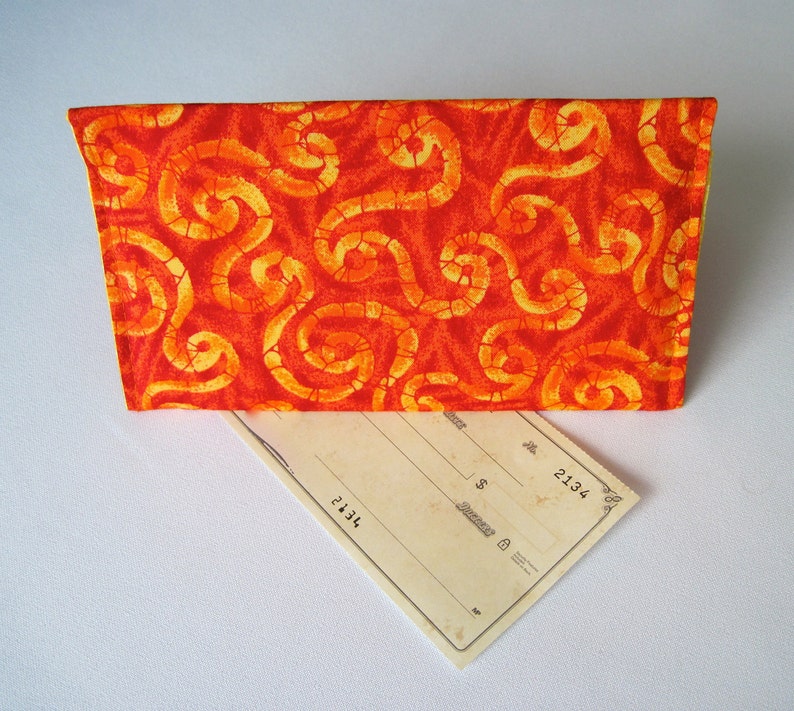 Fabric Checkbook Cover Orange Coupon Keeper Orange Wallet Womens Checkbook Holder Washable Checkbook Cover Gift for Mom Gift for Grandma