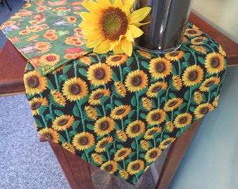 54" 72" Sunflower Table Runner Reversible Green and Yellow Table Runner Spring Table Runner Sunflower Garden Centerpiece Dresser Scarf