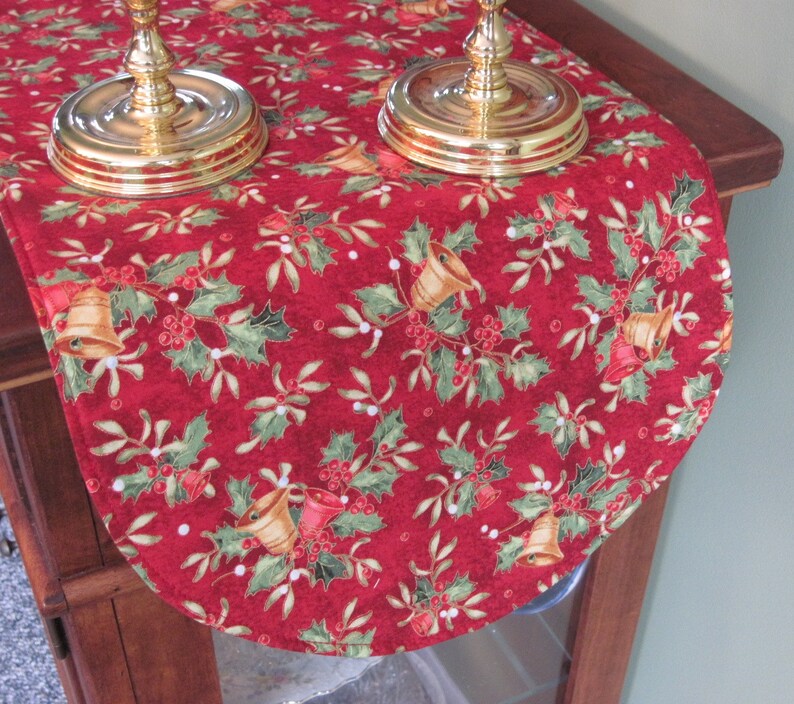 Bells Table Runner 36 Reversible Red And Gold Image 0