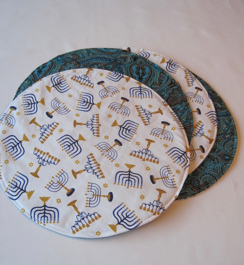 Hanukkah Circular Placemats Reversible Set 2 4 or 6 Round Etsy