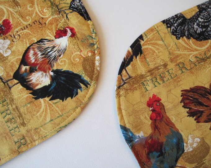 Oval Rooster Placemats Set 46 Reversible Chicken Placemats Rustic
