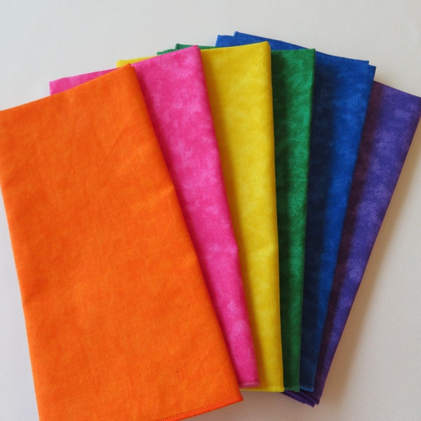 Bright Colorful Napkins Set of 6 Multi Colored Napkins Set Primary Color Napkins Yellow Pink Red Blue Black Green Napkins One of each color