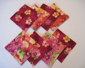 Pink Floral Coasters 4 or 6 Reversible Pink Coasters Spring Mug Rugs Floral Coasters Pink Kitchen Decor Easter Table Decor Pink Table Decor