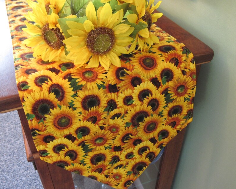 54 Sunflower Table Runner Reversible Yellow Runner Etsy