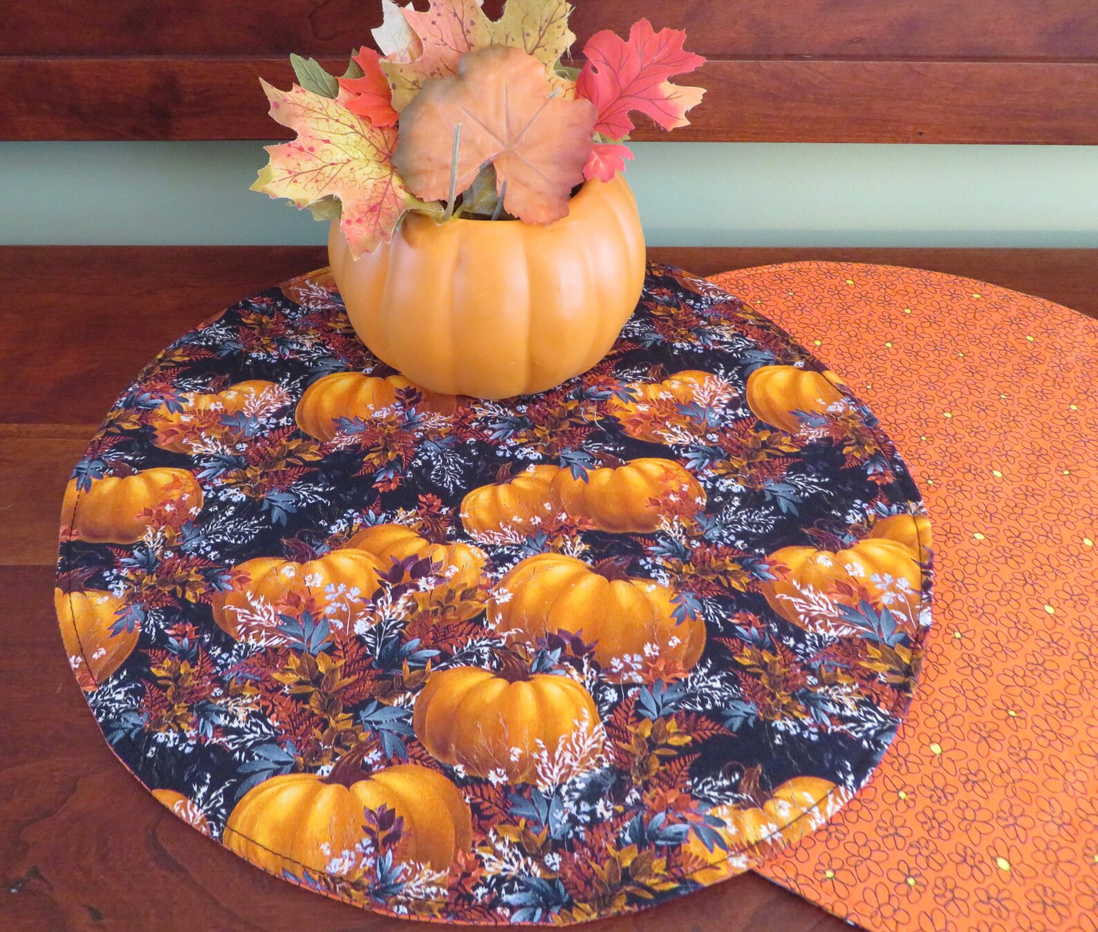 Pumpkin Circular Placemats Reversible Set 2 4 or 6 Halloween Etsy