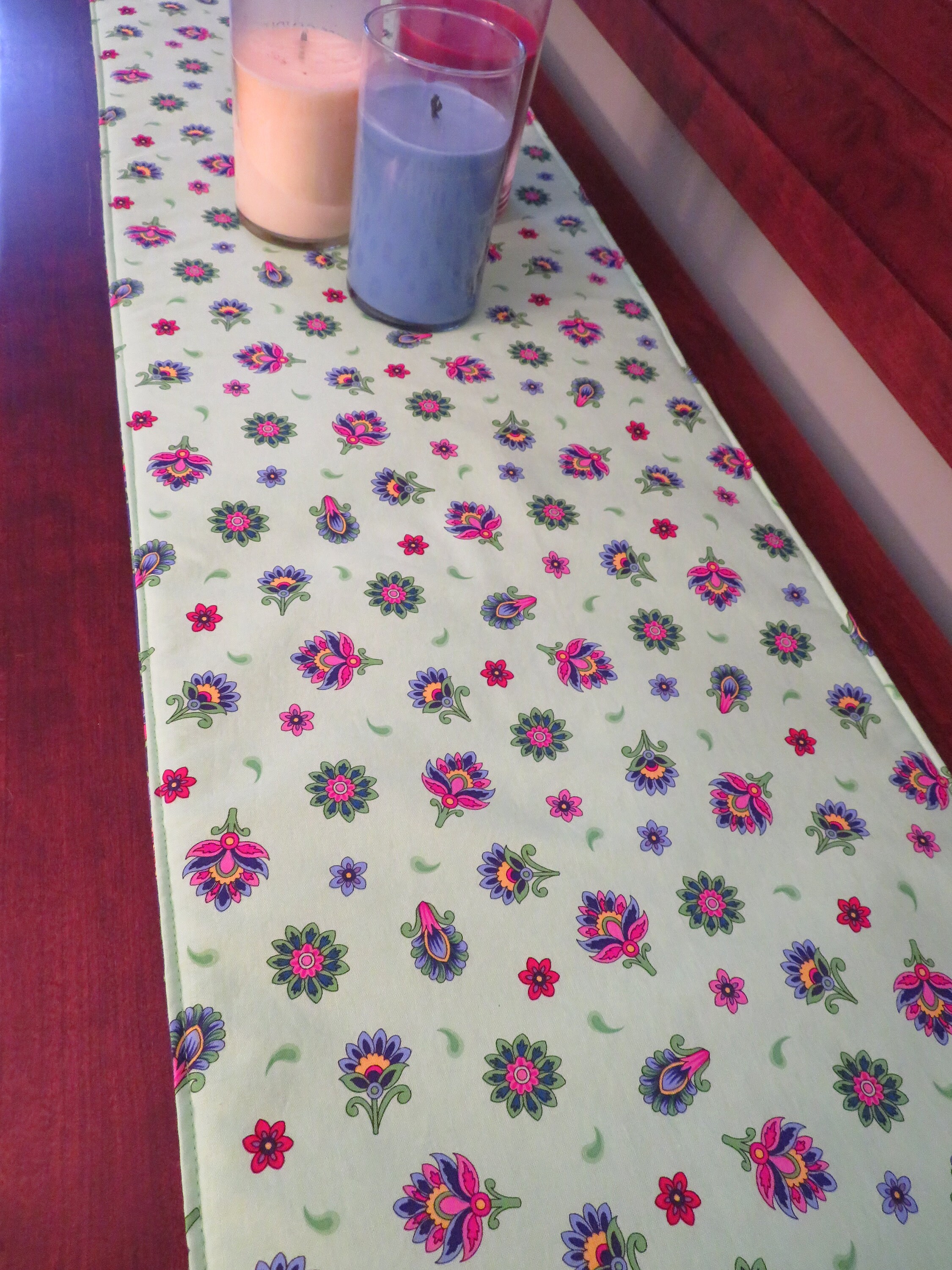 54 Blue Paisley Table Runner Reversible Trendy Classic Etsy