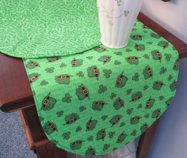 36 St Patricks Day Table Runner Shamrock Table Runner Reversible Clovers Leprechaun Hat Table Runner Luck Of The Irish Table Runner