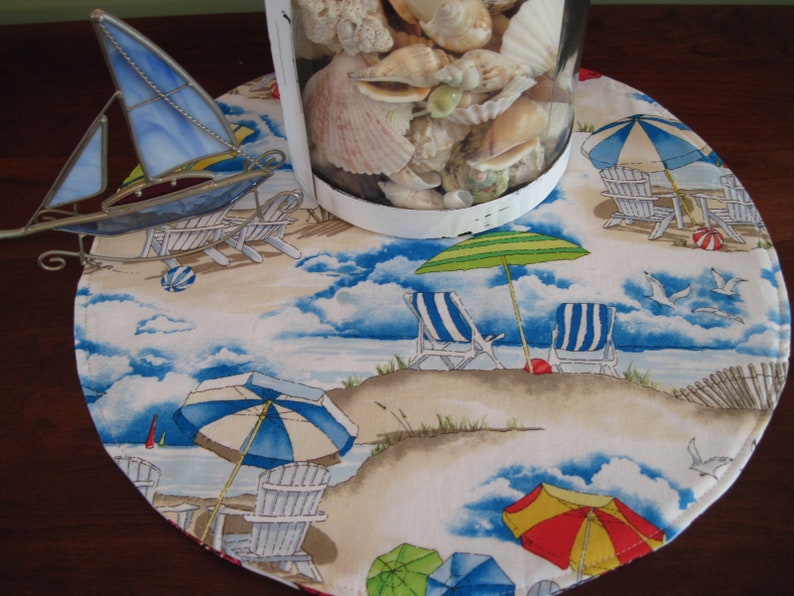 Summer Beach Round Placemats Reversible Set Seaside Circular Etsy