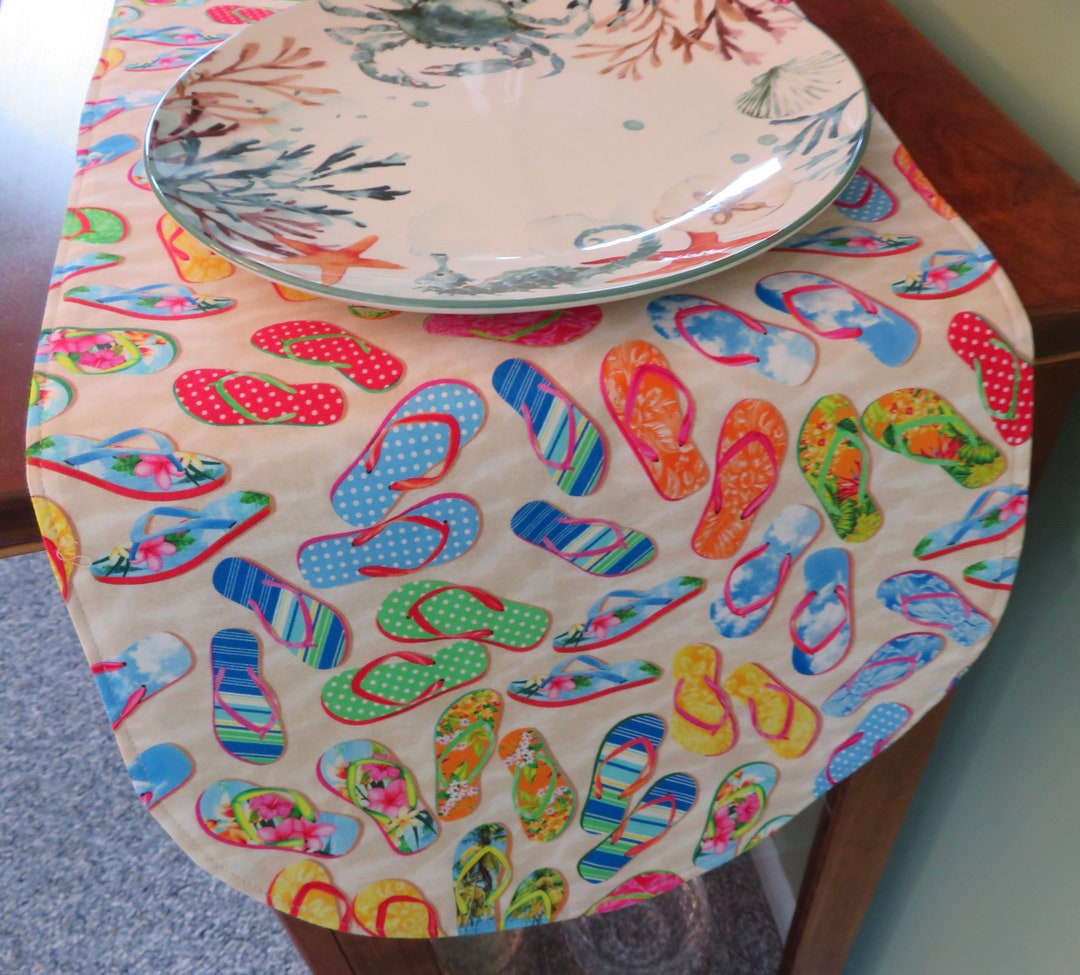 36 Flip Flop Table Runner Reversible Summer Table Runner Etsy