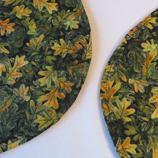 Green Thanksgiving Oval Placemats Reversible set 4 or 6 Yellow and Green Fall Leaves Oval Placemats Green Autumn Rectangle  Placemats