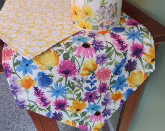 54" Summer Floral Table Runner Reversible Yellow Blue Floral SpringTable Runner Purple Lavender Table Runner Yellow Daisy Table Runner