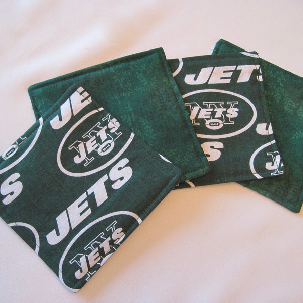 NY Jets Coaster Set of 4 or 6  Reversible New York Jets Mug Rug NFL Table Decor Football Coasters Jets Gift Jets fan NY sports Jets Barware