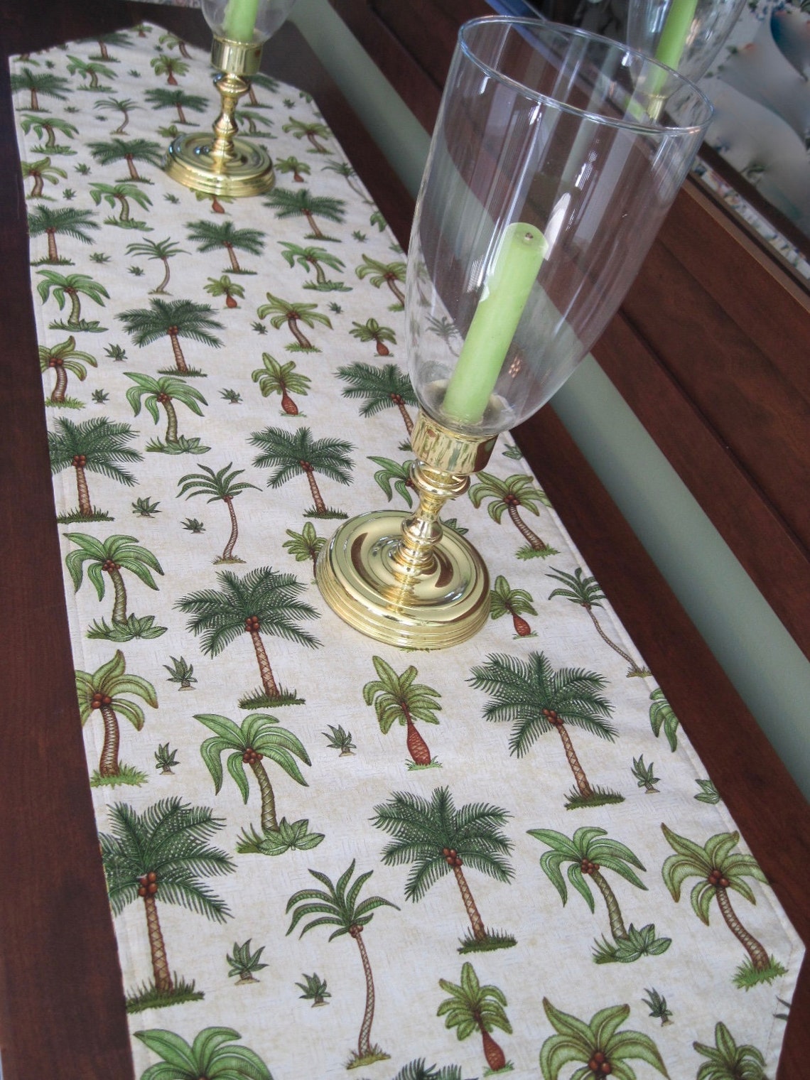 Palm Tree Placemats Reversible Set 46 Green Tropical Etsy