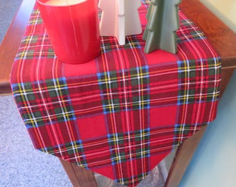 54" 72" Christmas Plaid Table Runner,  Reversible Stewart Tartan Country Farmhouse decor