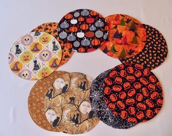 Halloween 11&quot;  Circular Placemat/Centerpiece Reversible Small Round Fall Placemat Pumpkin Ghost Mats Table Decor Harvest Fall Home Decor