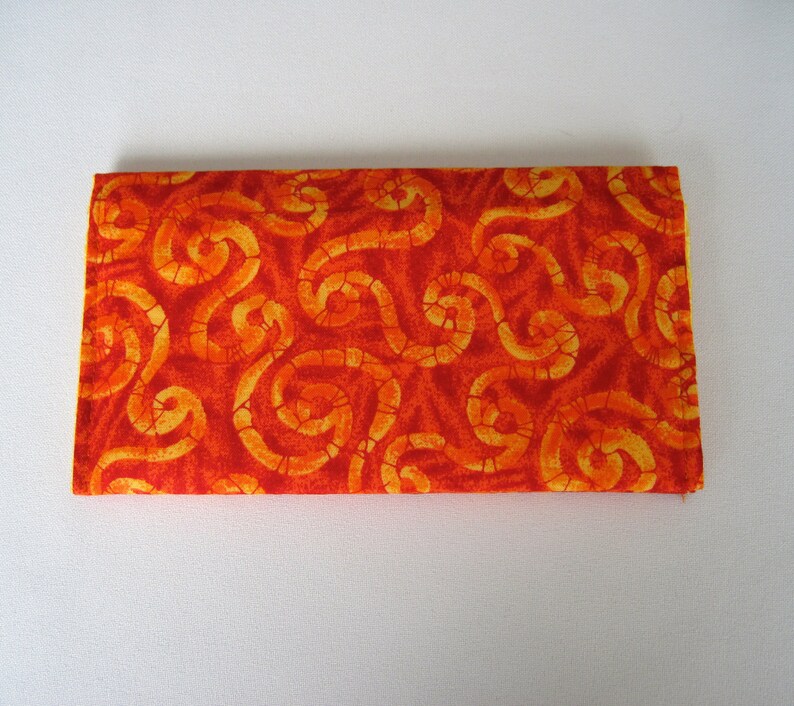 Fabric Checkbook Cover Orange Coupon Keeper Orange Wallet Womens Checkbook Holder Washable Checkbook Cover Gift for Mom Gift for Grandma