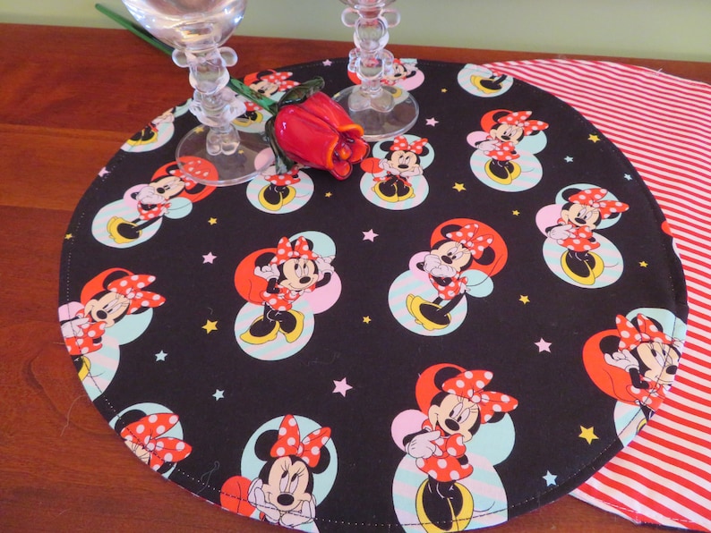 Mickey Minnie Mouse Round Placemat Set Reversible Disney Etsy