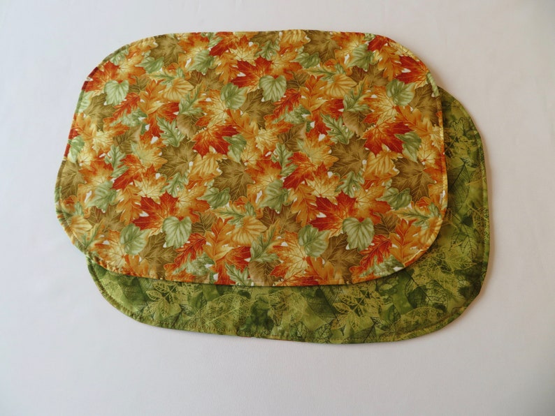 Fall Leaves Oval Placemats Reversible set of 4 or 6 Rustic Etsy