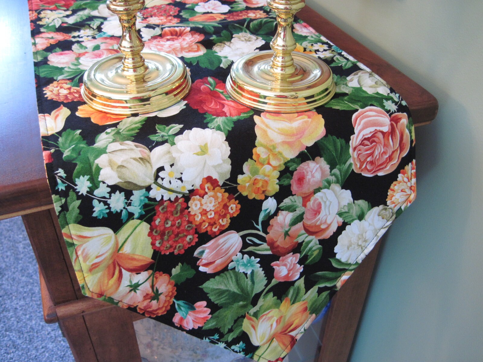 Home & Living Table Linens Black and Cream Reversible Table Runner