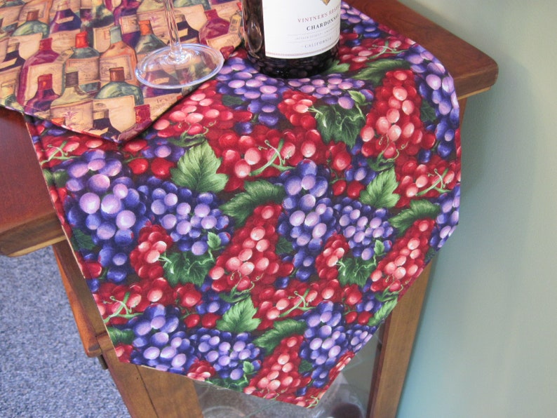 54 72 Wine Lovers Table Runner Wine Table Runner Reversible Wine Grape Runner Tuscany Runner Wine Country Runner Wine Bottle Table Runner