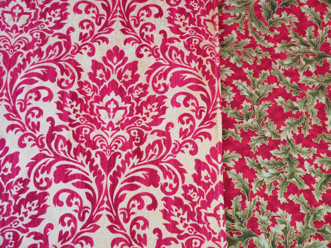Red Gold Christmas Placemats Set 4 or 6 Red Gold Damask Etsy