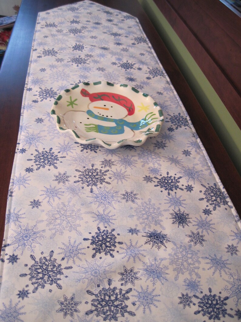 54 72 Snowman Table Runner Reversible Snowflake Etsy