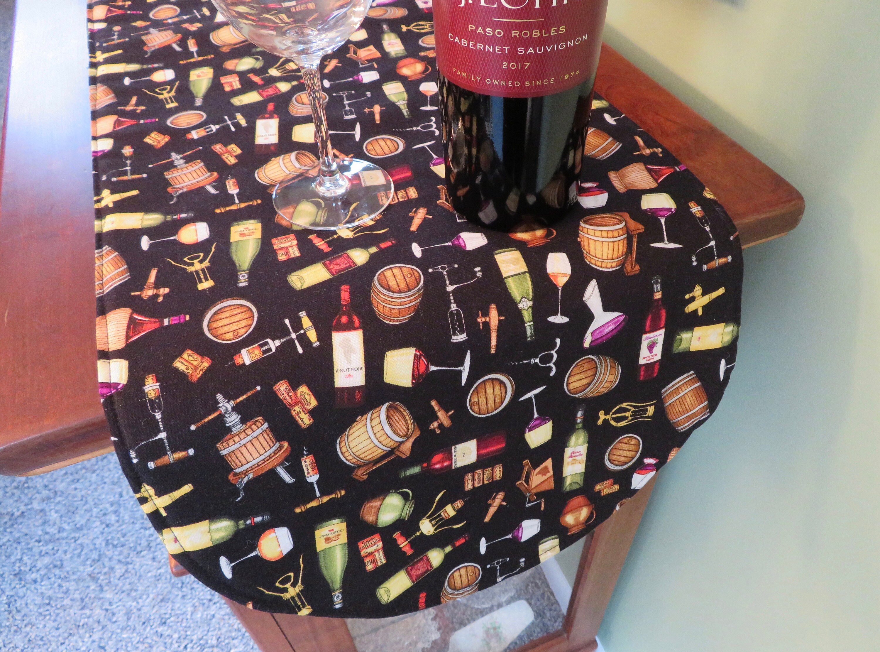 Black Wine Theme Placemats Reversible Grape Placemats Wine Etsy
