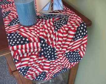 36" Flag Table Runner Reversible Red White and Blue Table Runner American Flag Decor Patriotic Centerpiece 4th of July Table Runner