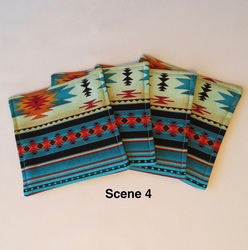 Southwestern Coasters Set of 4 or 6 Turquoise Southwest Etsy