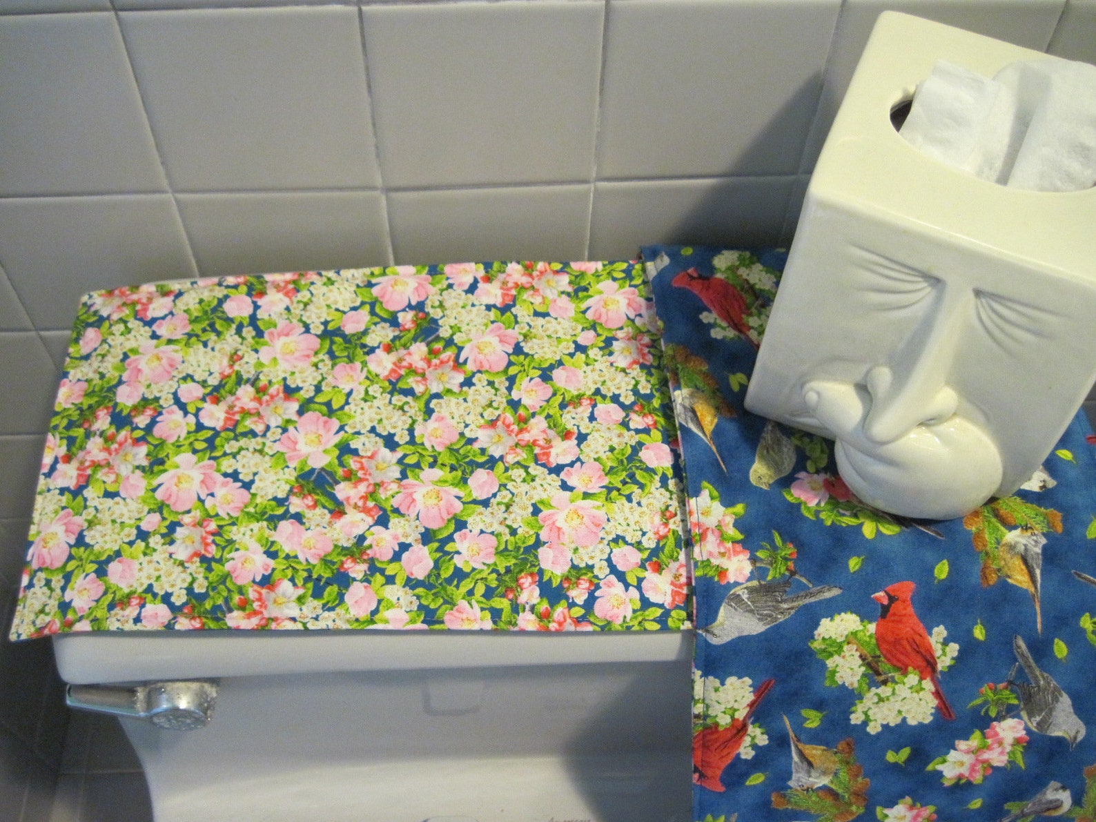 Bird Toilet Tank Runner Blue Toilet Tank Topper Pink Red Etsy