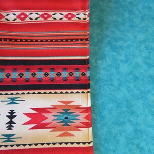 36 Southwestern Table Runner Reversible Orange Red and Turquoise Southwest Table Runner Aztec Table Runner Sedona Table Runner image 8