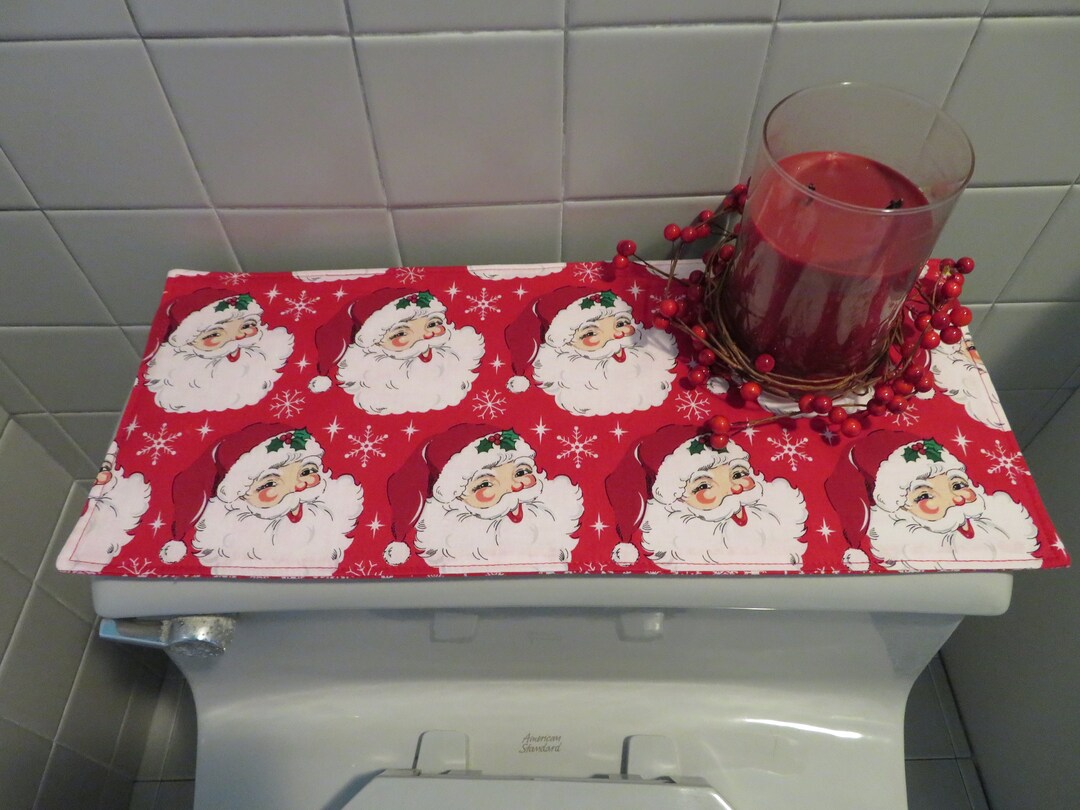 Santa Toilet Tank Runner Santa Snowflake Toilet Tank Topper Red
