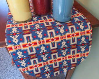 36" Blue Southwest Table Runner Reversible Table Runner Southwestern Aztec Table Runner Sedona Table Runner Southwest Blue Home Decor