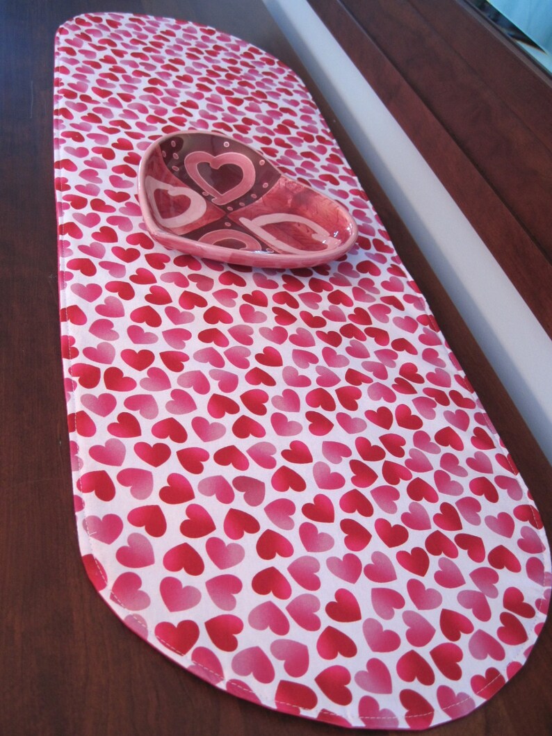36" Valentines Day Heart Table Runner Reversible Valentines Runner Pink ...