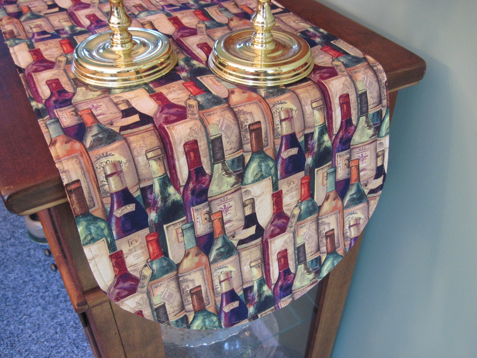 54 72 Wine Lovers Table Runner Wine Table Runner Reversible Wine Grape Runner Tuscany Runner Wine Country Runner Wine Bottle Table Runner