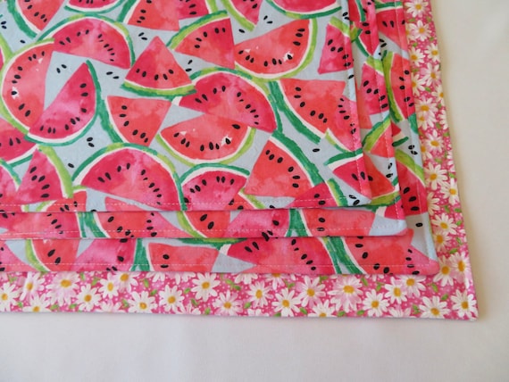Watermelon Placemats Reversible Set 4 or 6 Pink Daisy