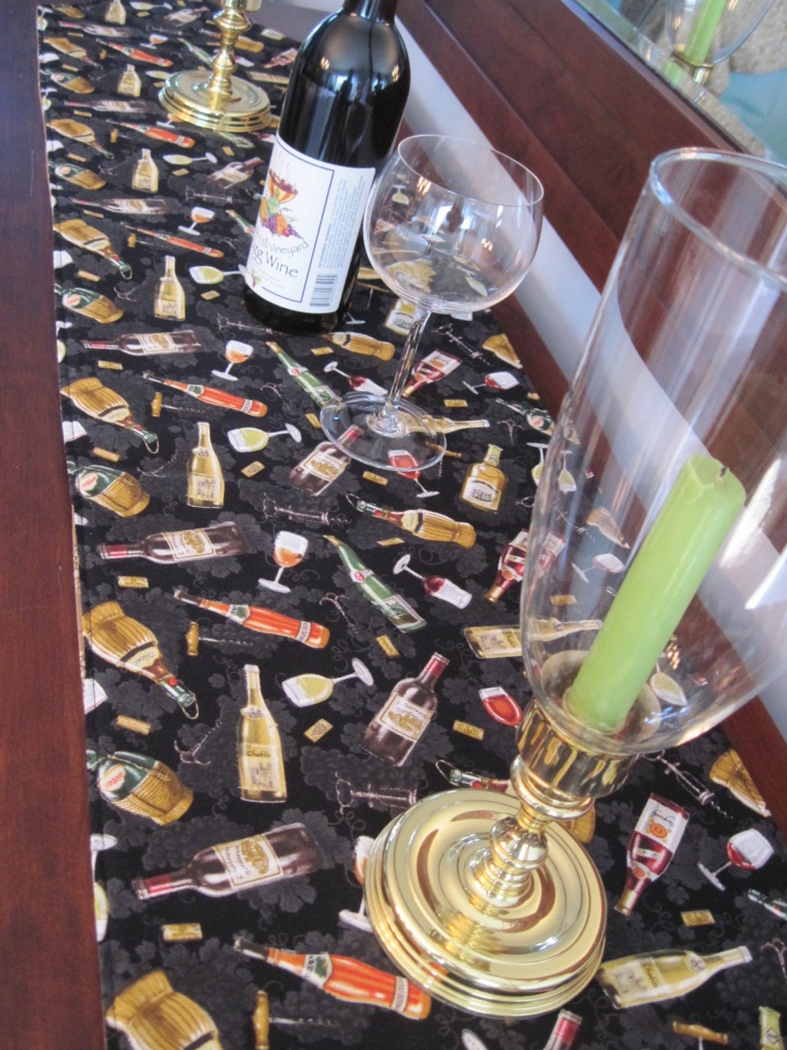 72 90 Wine Table Runner Wine Lovers Table Runner Etsy