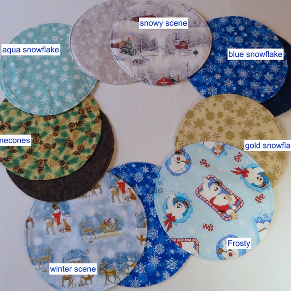 Winter  11" Circular Placemat/Centerpiece Reversible Round Snowflake Placemat Snowman Table Decor Christmas Home Decor