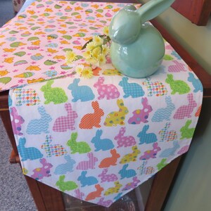 54&quot; 72&quot; Easter Bunny Table Runner Reversible Table Runner Easter Table Runner Easter Bunnies Table Runner Chicks and Easter Egg Table Runner