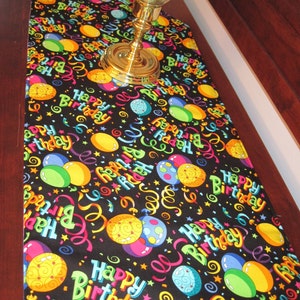 54 Birthday Party Table Runner Reversible Birthday Table Runner Balloon Table Runner Boy Girl birthday runner Happy Birthday Centerpiece image 4