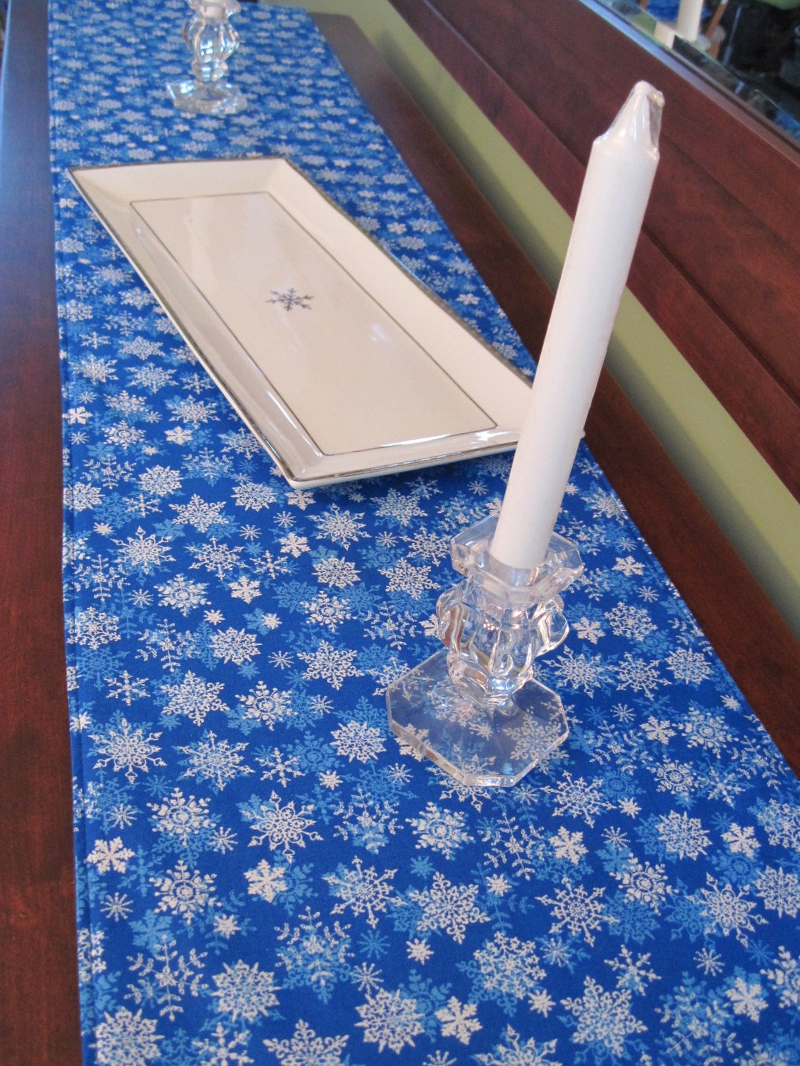 Blue Snowflake Wedge Placemats Reversible Blue Wedge Placemats Etsy