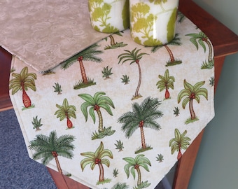 54" 72" Palm Tree Table Runner Reversible Tropical Green Runner Hawaiian Table Runner Summer Florida Table Runner Palm Tree Table Decor