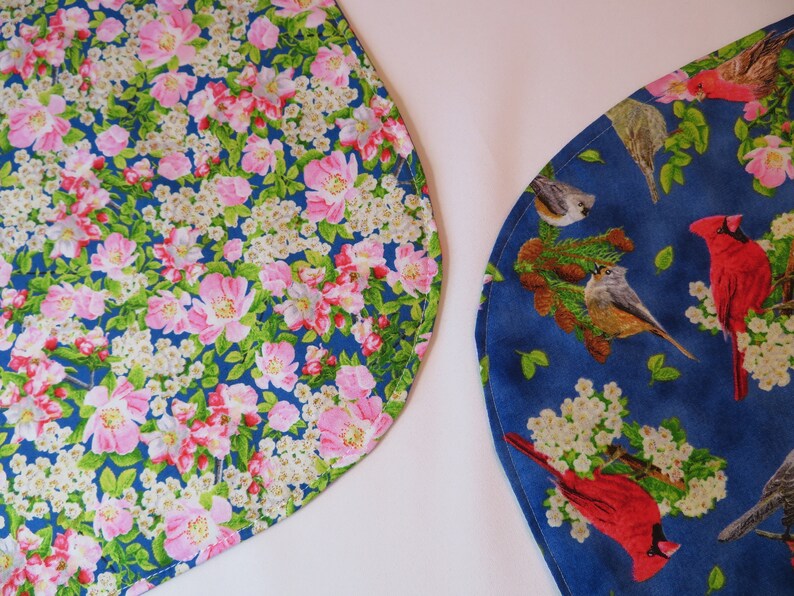 Cardinal Oval Placemats Reversible set 4 or 6 Blue Bird Etsy